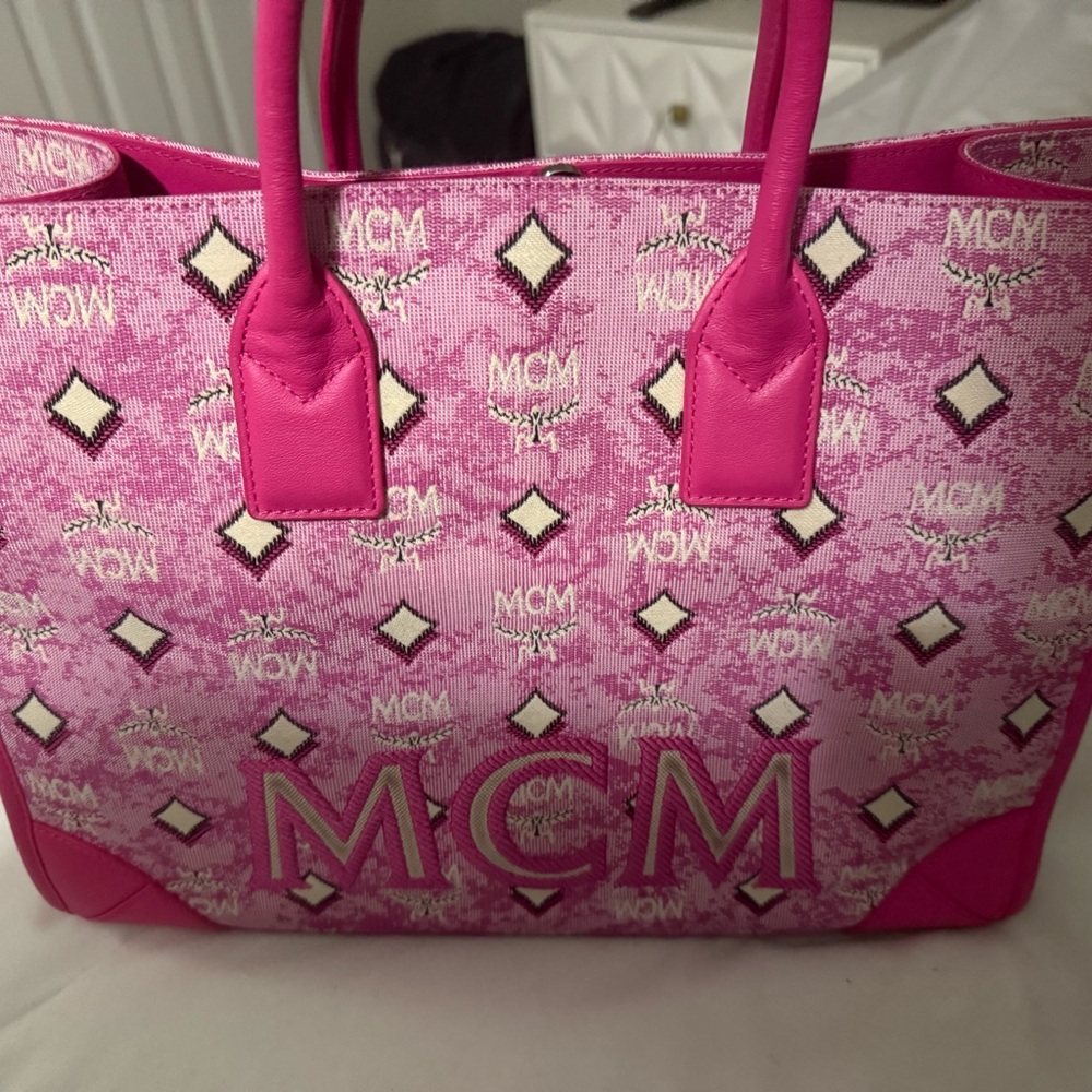 MCM Vibrant Pink Logo Tote